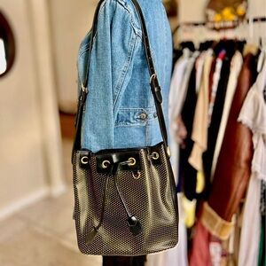 Vintage Dooney Black and Gold Bucket Bag